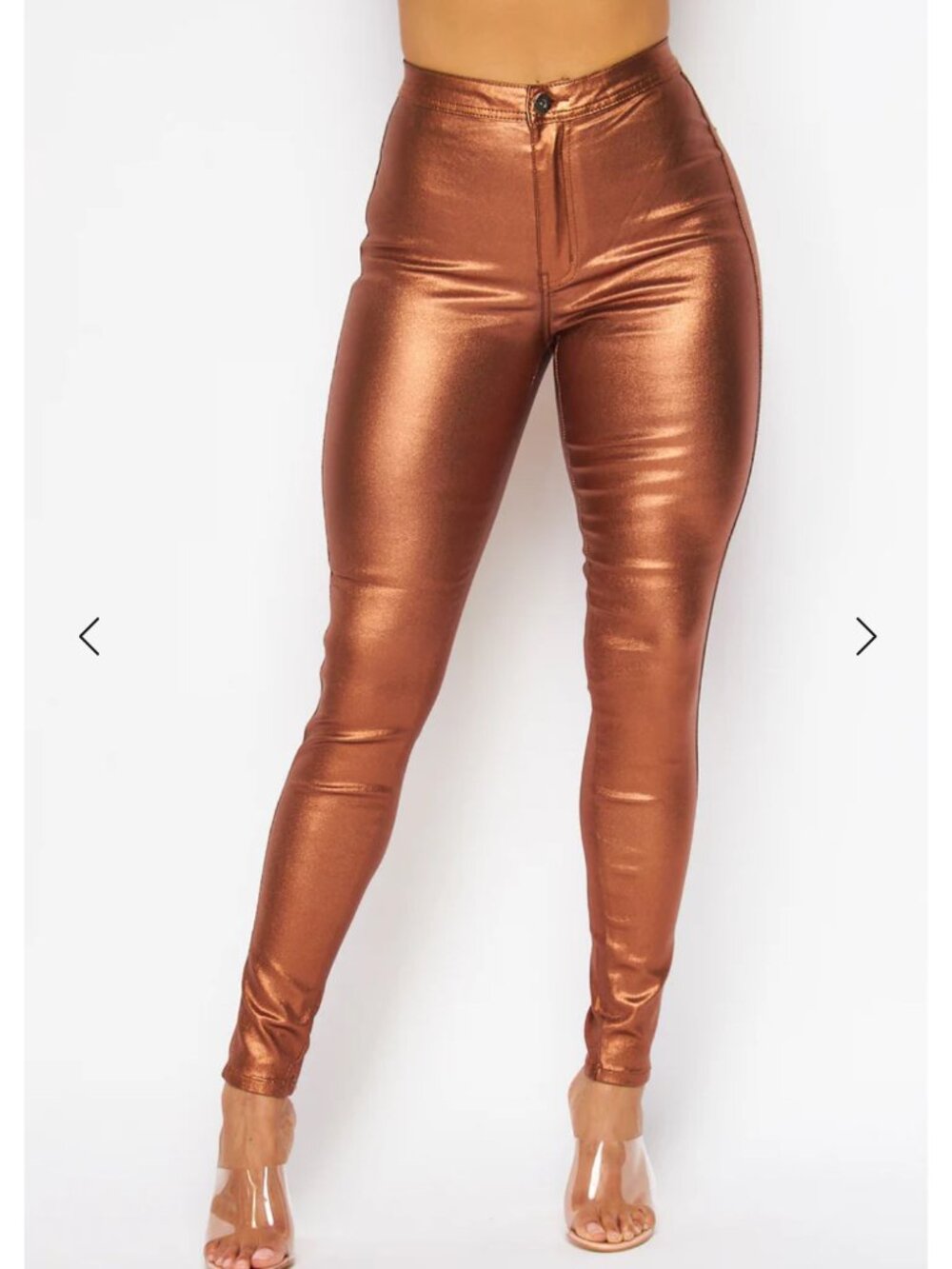 High Waist Metallic Shiny Mermaid Bronze Jeans